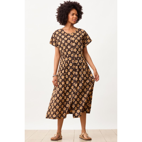 Jalpa Drop Waist Button-Down Maxi Dress - Black/Multi