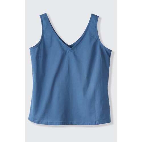 Ashvi Organic Cotton V-Neck Tank - Natural Dye Indigo