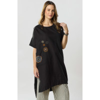 Bhadra Linen Cotton Side Slit Tunic - Black