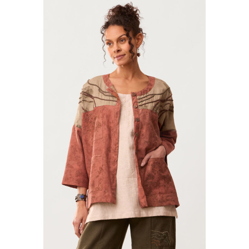 Kolar Eco Print Cotton Twill Jacket - Madder root