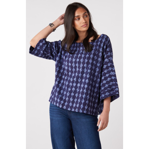 Sujaya Drop-Shoulder Boxy Top - Tranquil blue