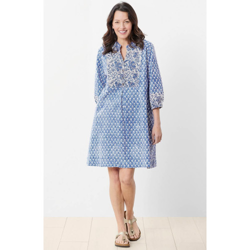 Kusum Organic Dress - Sapphire/Cool white