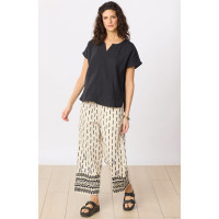 Kesari Cotton Double Gauze Crop Pant - Natural/Black