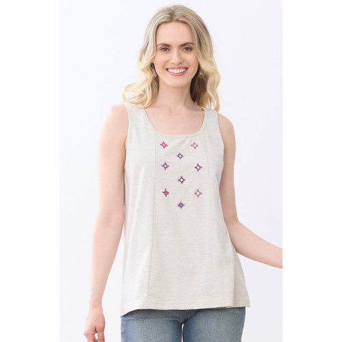 Kripa Cotton Jersey A-line Tank - Oatmeal